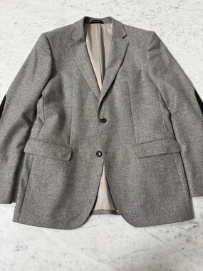 Boss Light Gray Herringbone Two-Button Sport Coat